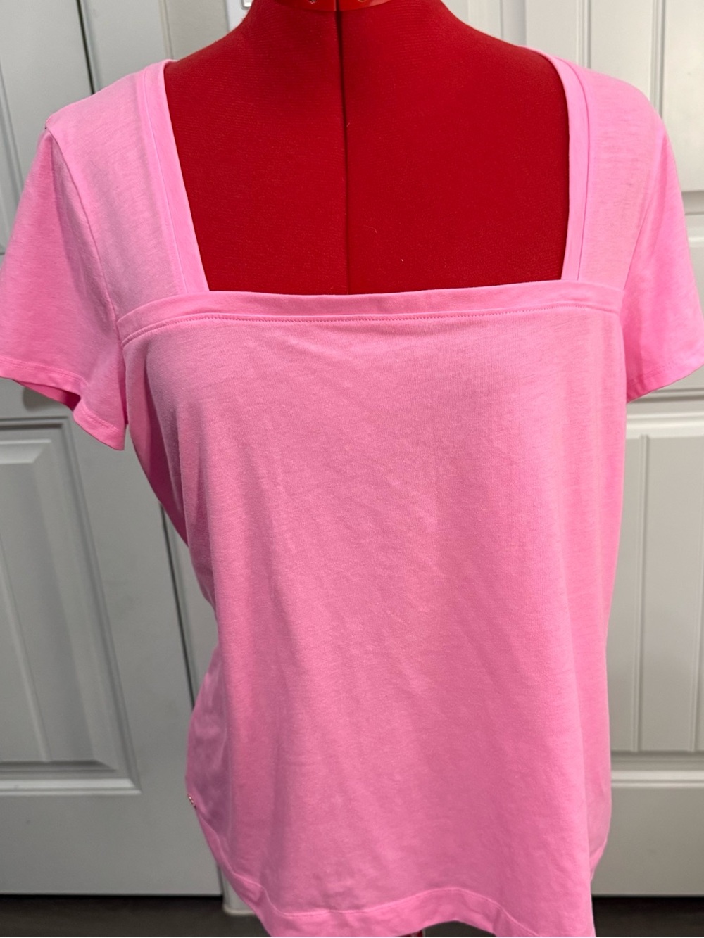 Lilly Pulitzer Baby Pink Square Neck Short Sleeve Top Sz Large